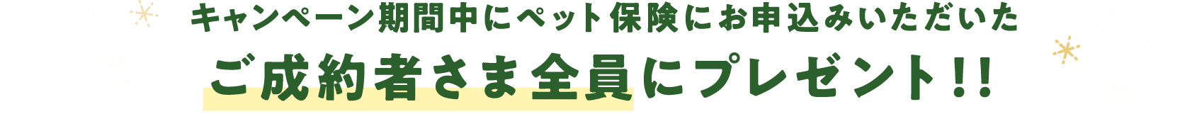 キャンペーン期間中にペット保険にお申込いただいたご成約者さま全員にプレゼント！