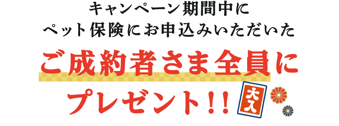 キャンペーン期間中にペット保険にお申込みいただいたご成約者さま全員にプレゼント！