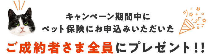 キャンペーン期間中にペット保険にお申込みいただいたご成約者さま全員にプレゼント！