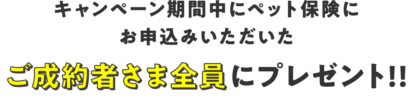 キャンペーン期間中にペット保険にお申込みいただいたご成約者さま全員にプレゼント！