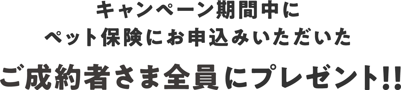 キャンペーン期間中にペット保険にお申込みいただいたご成約者さま全員にプレゼント！