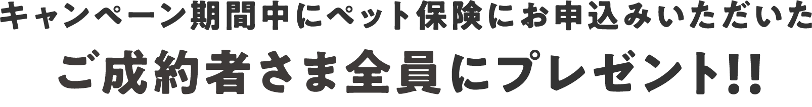 キャンペーン期間中にペット保険にお申込みいただいたご成約者さま全員にプレゼント！