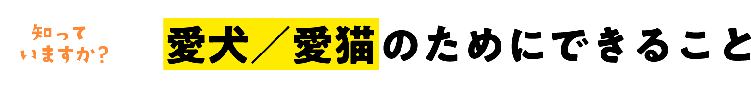 知っていますか？ 愛犬／愛猫のためにできること