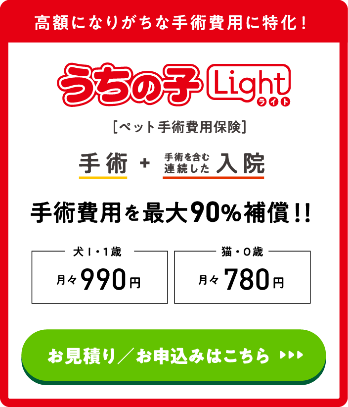 高額になりがちな手術費用に特化！うちの子ライト