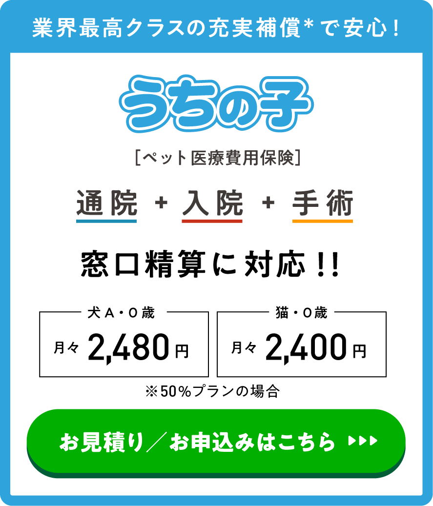業界最高クラスの充実補償で安心！うちの子