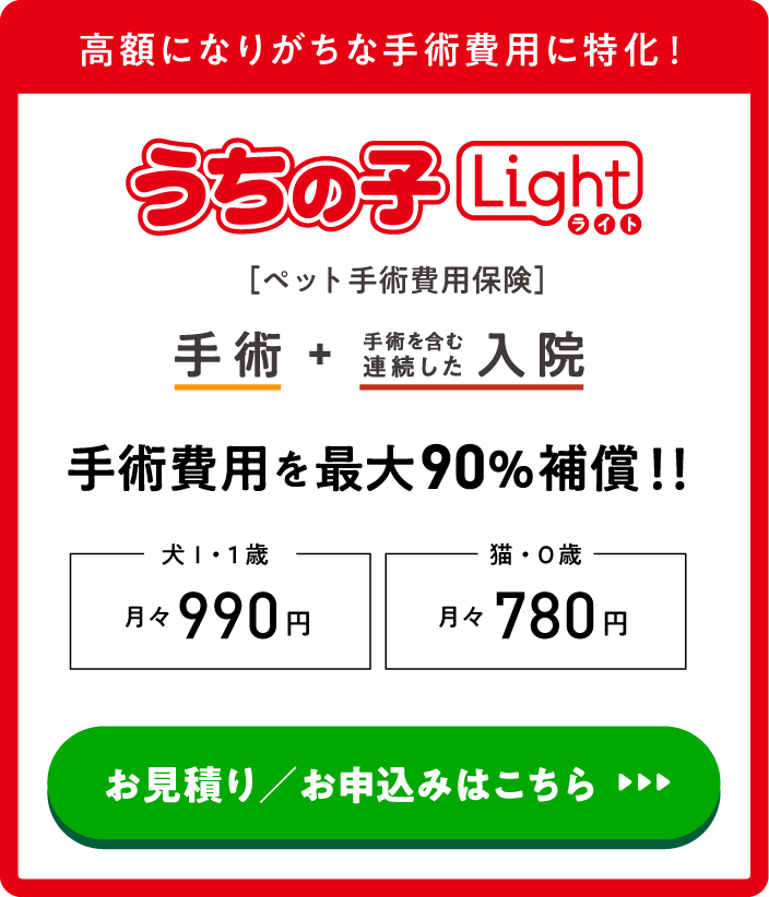 高額になりがちな手術費用に特化！うちの子ライト