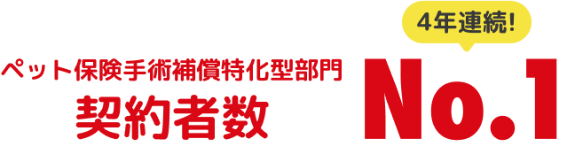 ペット保険手術補償特化型部門契約者数4年連続No.1