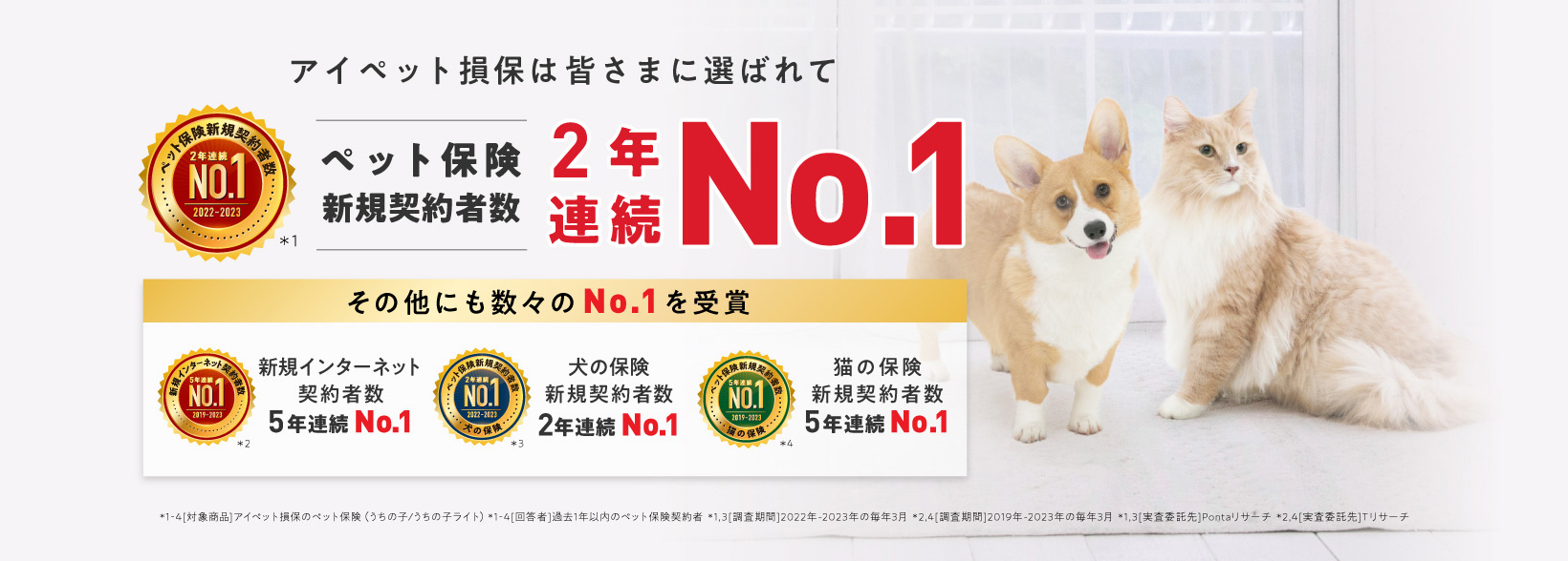 アイペット損保は皆さまに選ばれてペット保険新規契約者数No.1
