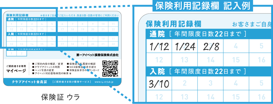 保険利用記録欄 記入例