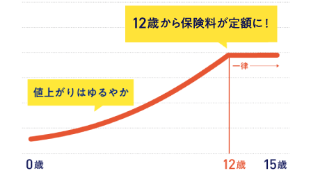 保険料の値上がりは緩やか。12歳から保険料が定額に！