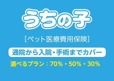 うちの子 [ペット医療費用保険] 【新規契約者数 No.1】通院から入院・手術までカバー 選べるプラン：70％・50％・30％