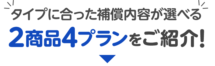 タイプに合った補償内容が選べる2商品4プランをご紹介！