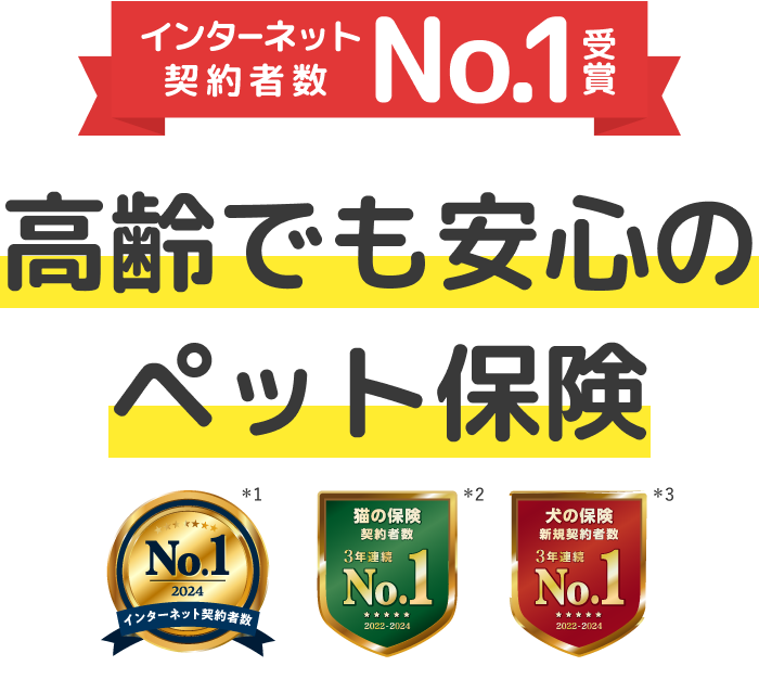 インターネット契約者数No.1受賞　高齢でも安心のペット保険