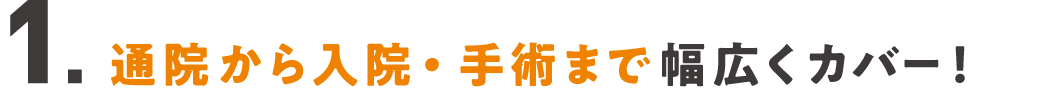 １．通院から入院・手術まで幅広くカバー！