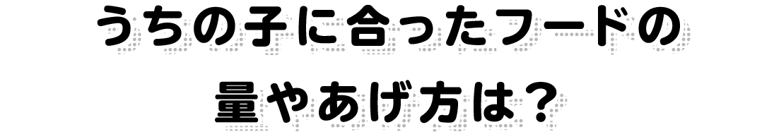 うちの子に合ったフードの量やあげ方は？