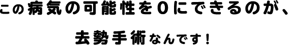 この病気の可能性を0にできるのが、去勢手術なんです！