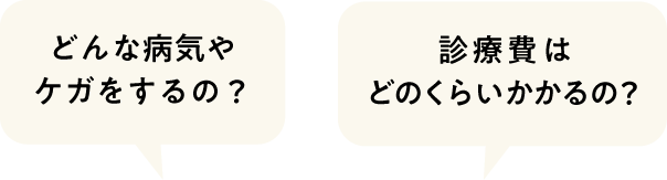 どんな病気やケガをするの？診療費はどのくらいかかるの？