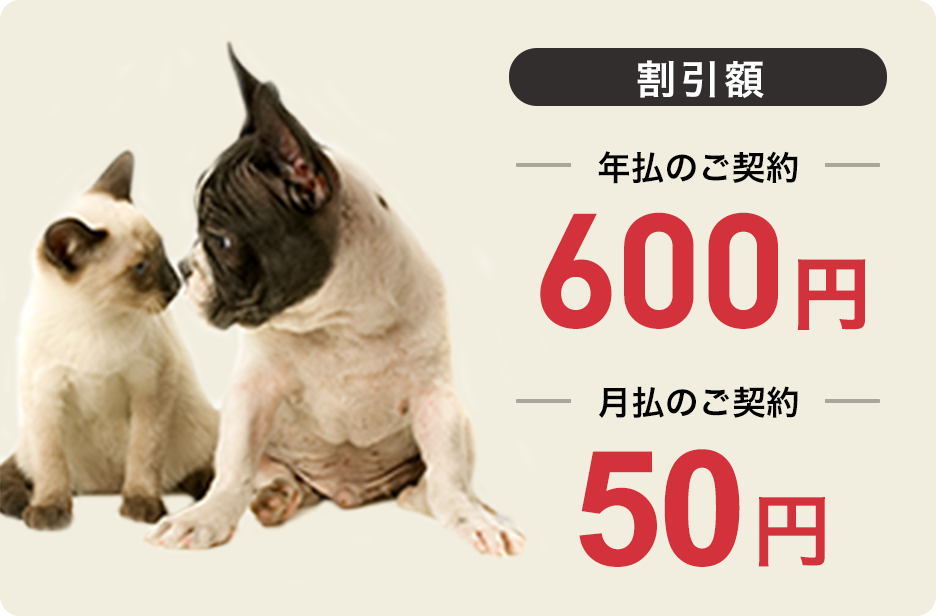 複数契約割引　割引額：年払のご契約は600円／月払のご契約は50円