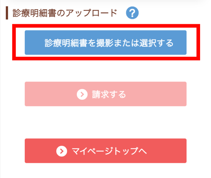 診療明細書を撮影または選択する