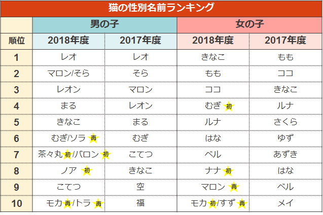 猫 の 名前 ランキング