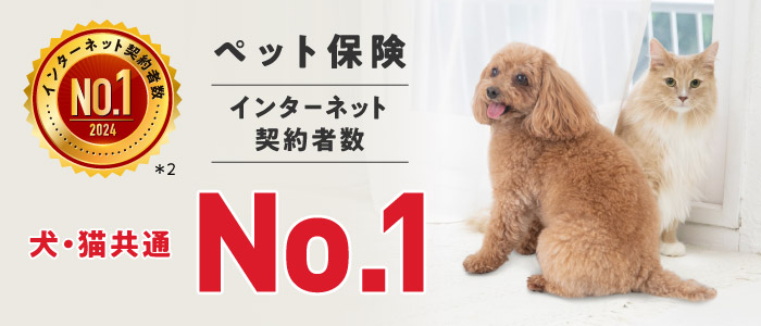 ペット保険インターネット契約者数犬猫共通NO.1