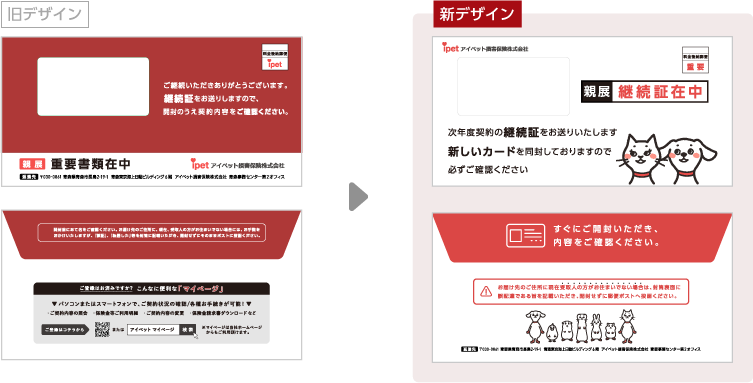 継続証発送封筒 改善前と改善後
