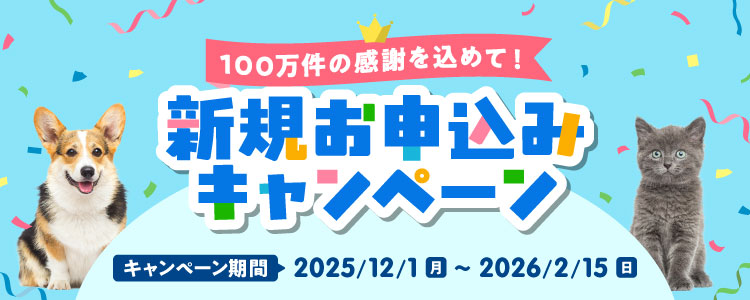 100万件の感謝を込めて!新規お申込みキャンペーン 期間限定!2月15日まで